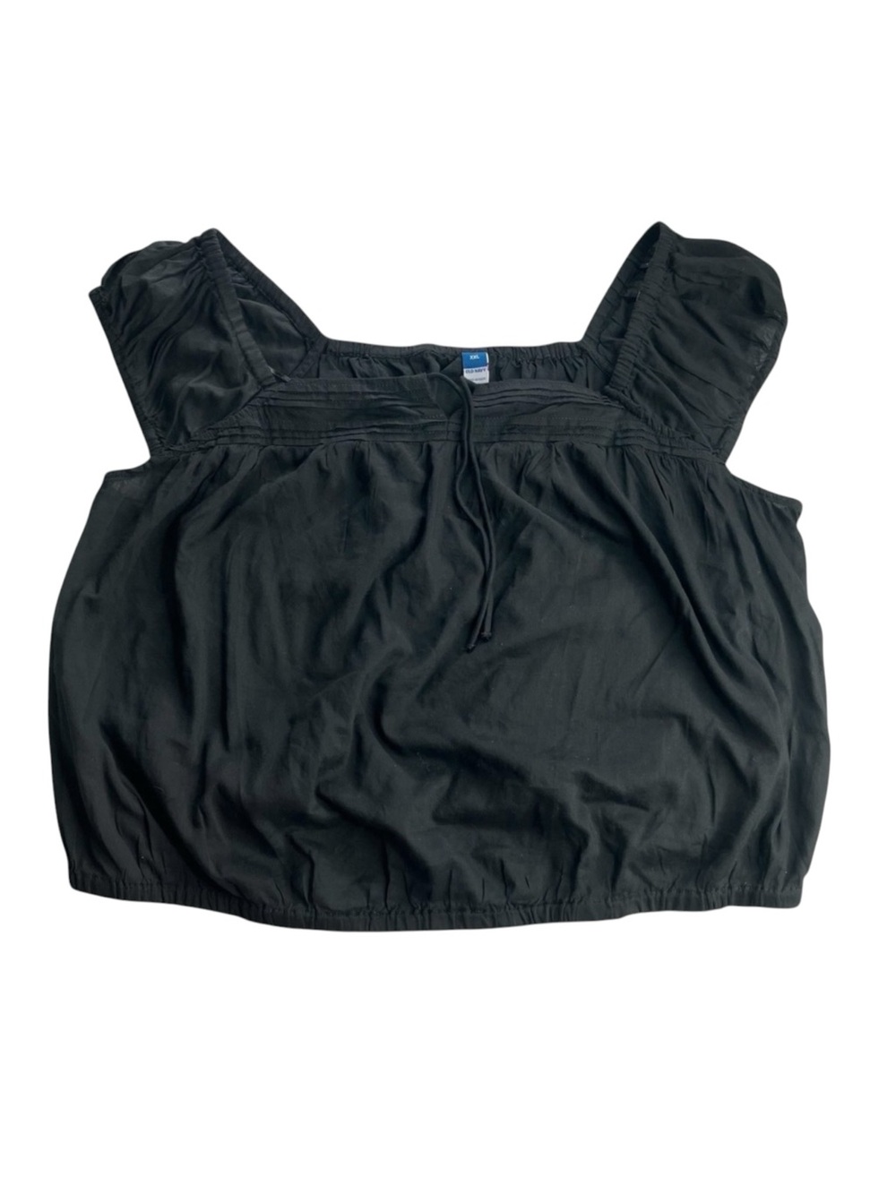 Old Navy Black Square Neck Smocked Peasant Blouse Top Plus Size XXL NWT